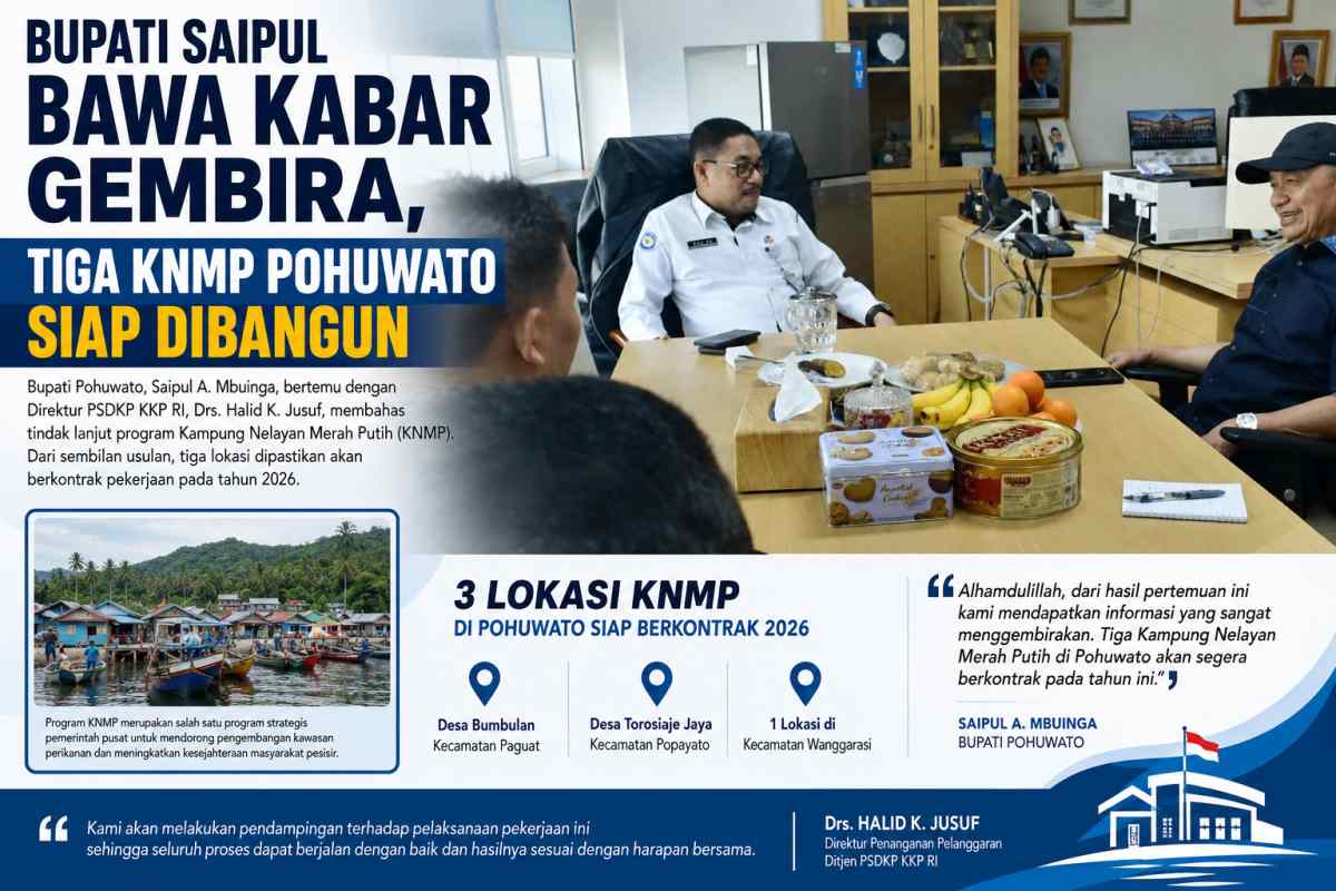 Bupati Saipul Bawa Kabar Gembira, Tiga KNMP Pohuwato Siap Dibangun