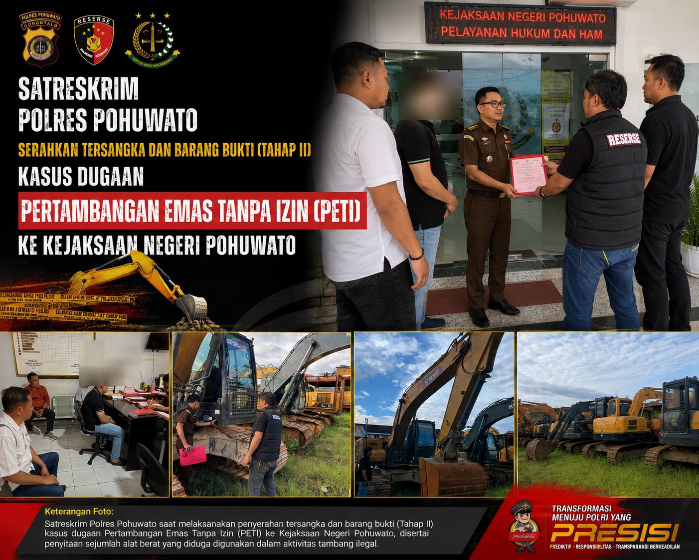 Komitmen Berantas PETI, Polres Pohuwato Limpahkan Dua Tersangka