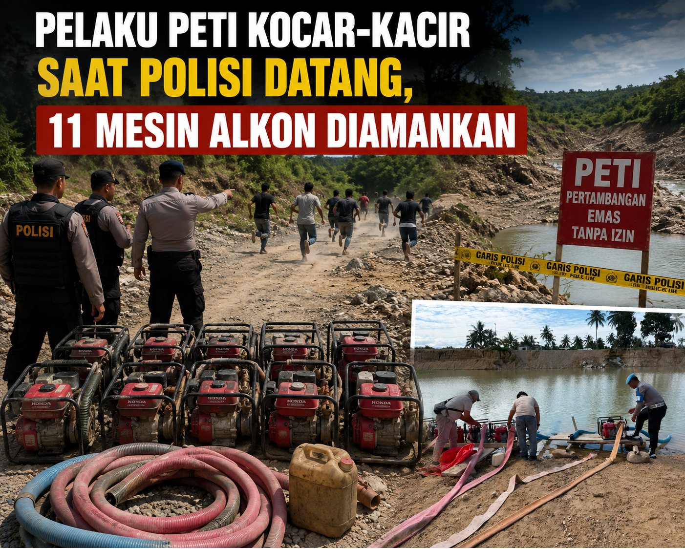 Pelaku Kabur Saat Polisi Datang, 11 Mesin Alkon PETI Diamankan di Popaya