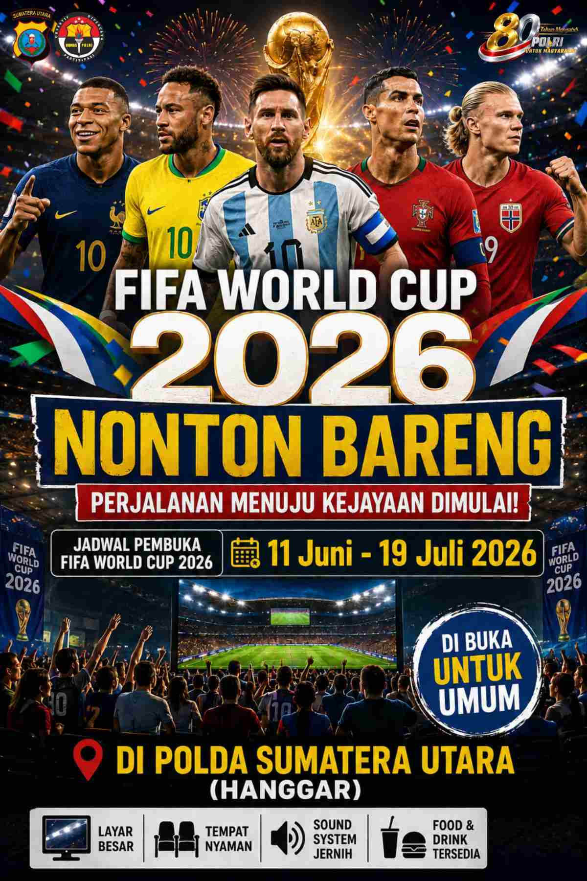 Sambut Piala Dunia 2026, Polres Simalungun Gelar Nobar Gratis Laga Pembuka Meksiko Vs Afrika Selatan