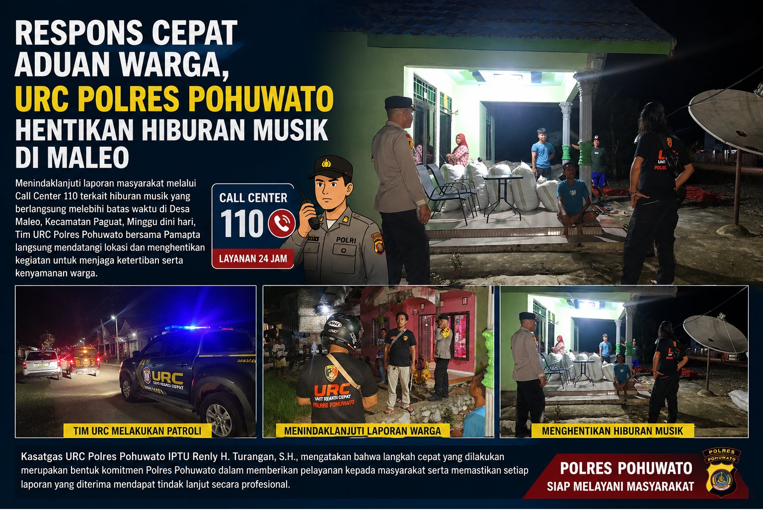 Komitmen Melayani, Polres Pohuwato Respons Cepat Setiap Laporan Warga