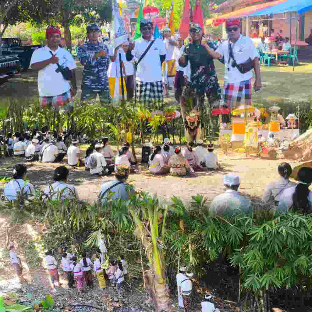 Wujud Toleransi, Babinsa Bersama Tiga Pilar Amankan Jalannya Upacara Piodalan di Watukebo